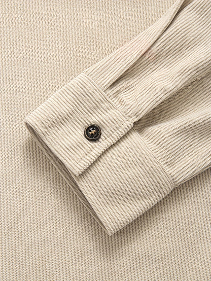 Men's Corduroy Shirt 2026 New Slim Fit Button Down Long Sleeve Solid Color Wrinkle-Free Business Casual Office Shirt