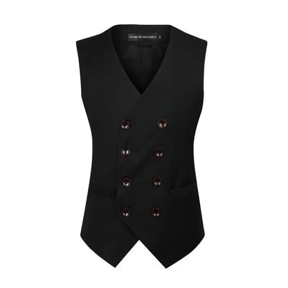 Black Mens Suit Vest Professional Men's Double Breasted Casual Vest Seasonal Men's Wedding Groomsman Suit Top Gray Vest jacket