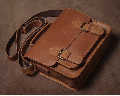 Retro Real Leather Messenger Bags Men and Women Shoulder Bag Natural Cowhide Crossbody Casual Handbag Luxury Cambridge Bags