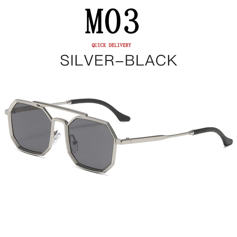 Metal Sunglasses For Men Vintage Square Sunglasses Women Trendy Luxe Fashion Sun Glasses Steampunk Shades Gafas De Sol Hombre