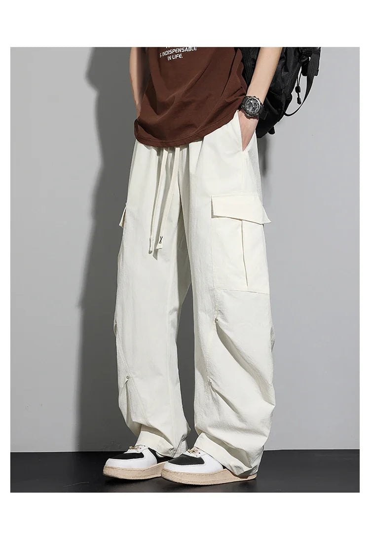 Big Size 8XL Men Casual Pants Elastic Waist Cargo Trouser Male Scimitar Banana Curved Plus Large Drawstring Fashion Straight 6XL