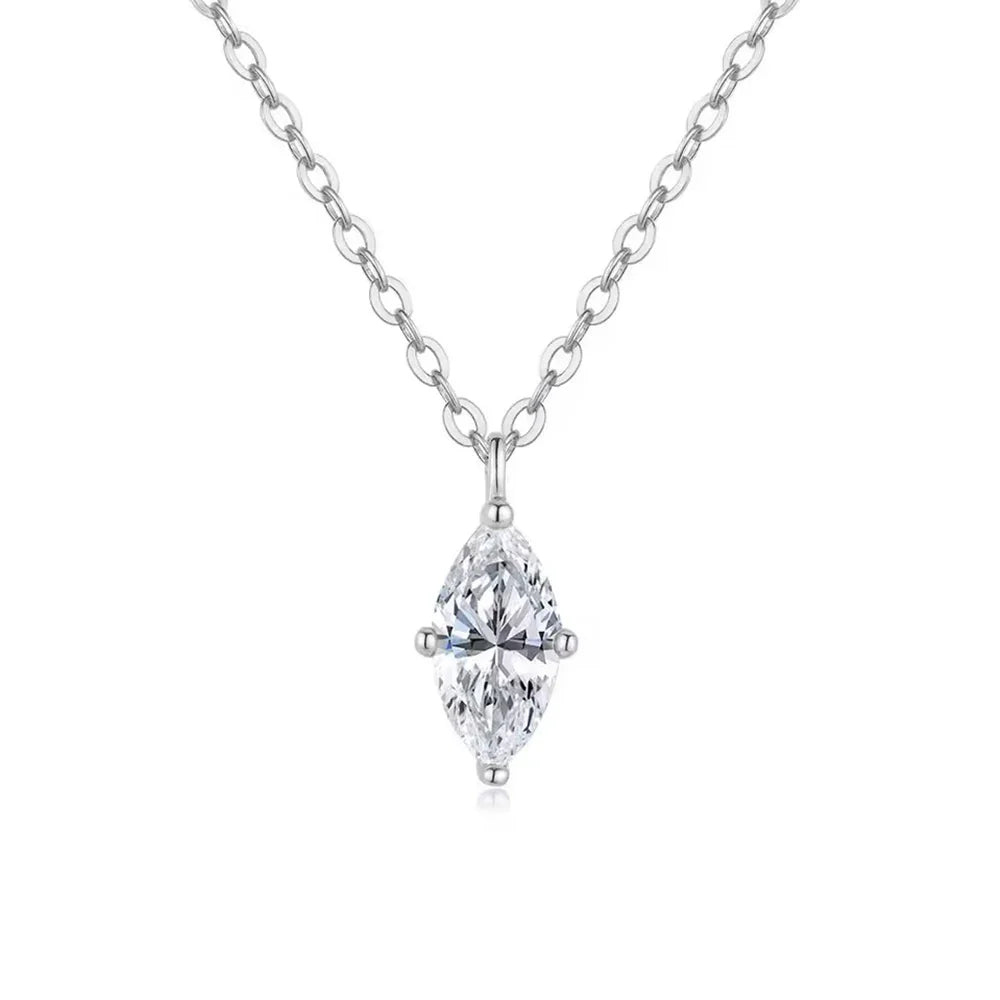1CT 2CT Marquise Cut Diamond Pendent Necklace GRA Certified 925 Sterling Silver 18k Plated Solitaire Necklace for Women Jewelry