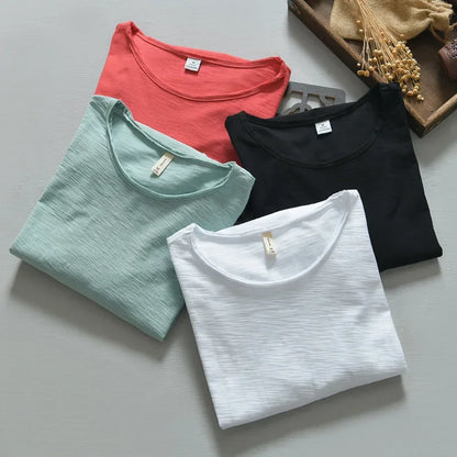New  Autumn Solid Color Long-sleeved T-shirt Men's Casual Bottoming T-shirt Male Cotton Crew Neck T-Shirt