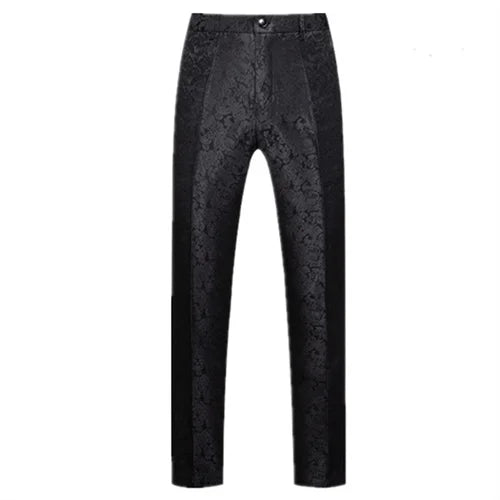 New Men Luxury Jacquard Suit Pants Fashion Wedding Party Groom Dress Trouser
