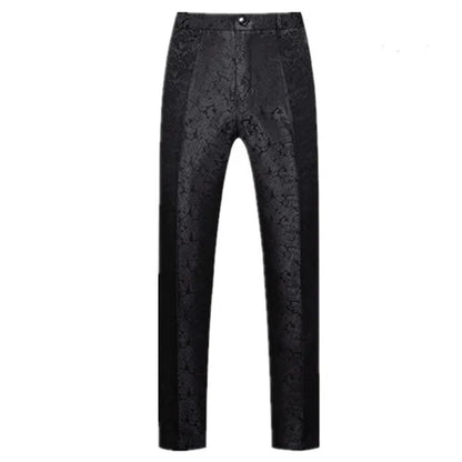 New Men Luxury Jacquard Suit Pants Fashion Wedding Party Groom Dress Trouser