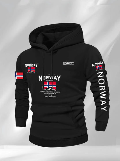 Norway Autumn winter models Men's Fleece windproof Warm 100%Cotton Oversized Hoodie Outdoor Commuter Men's High Elastic top