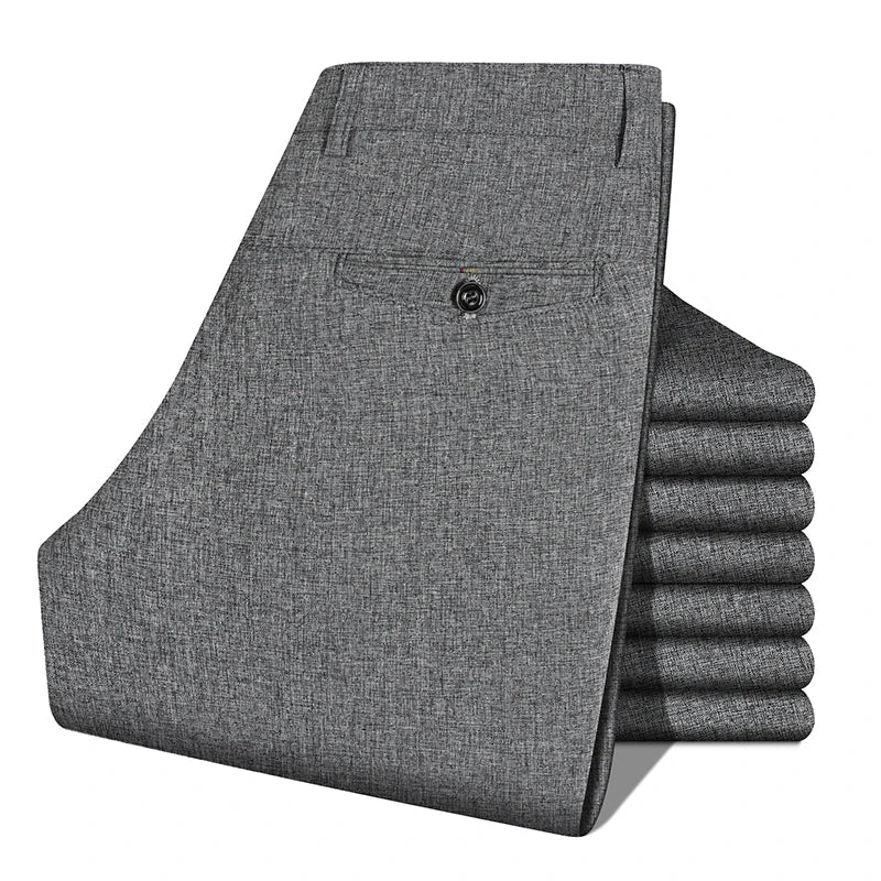 2026 Mens Trousers Dress Straight Pants Spring Summer Male Work Suit Pants Husband Father Black Grey Formal Pants