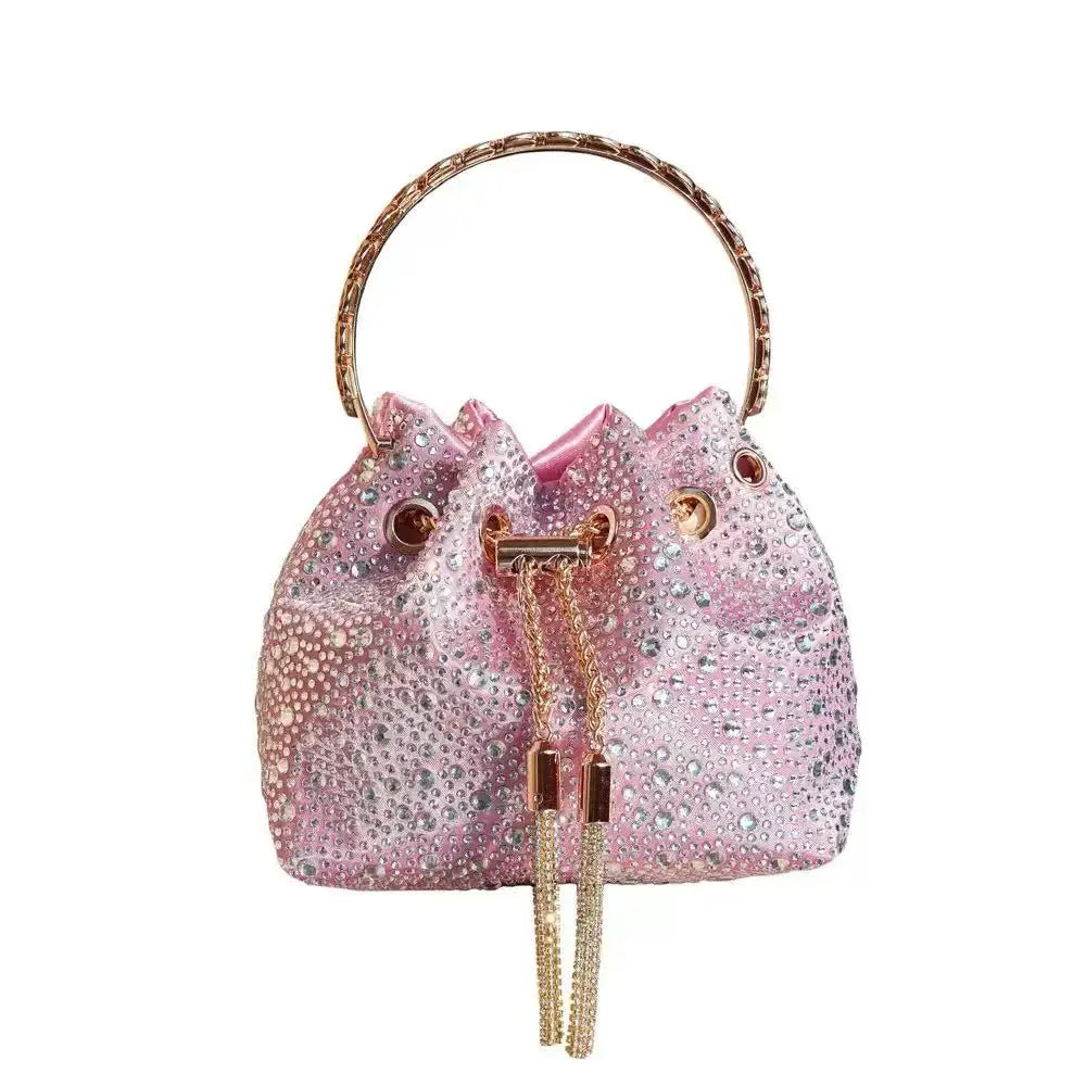Luxury Designer Women Handbag Glitter Diamond Banquet Bag Satin Bucket Bag Wedding Party Clutch Purse Exquisite Evening Bag