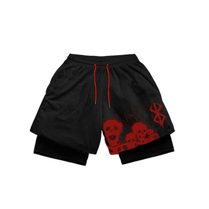 Y2K Summer Men Streetwear Anime Berserk Oversize Active Athletic Gym Short Pants Training Fitness Workout Track Shorts Clothes