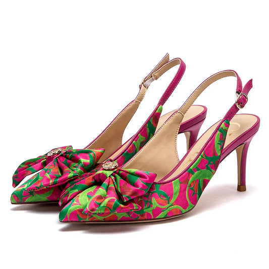 Heel 2024 Women's High Heels New Bow Pointed Sandals Women's Party Wedding Shoes 7cm