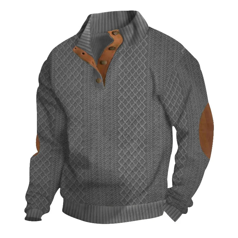 2026 cross-border hot-selling autumn and winter men's casual stand-up collar long-sleeved jacquard knitted pullover sweater