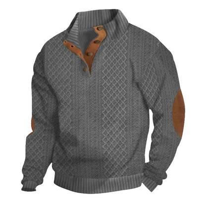 2026 cross-border hot-selling autumn and winter men's casual stand-up collar long-sleeved jacquard knitted pullover sweater