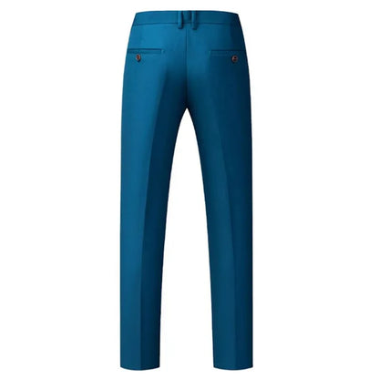 New Men Solid Colour Formal Suit Pants Black / Red / Royal Blue Homme Wedding Office Social Slim Fit Trousers