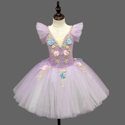 Children's Ballet Skirt Dance Girls Dress Tutu Performance Costume Flower Princess Ballet Girl Clothing Vestidos Kids Ballerine