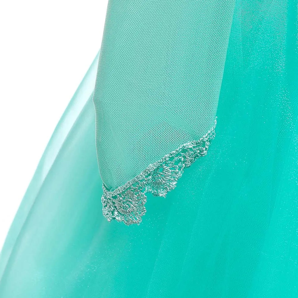 Girls Mermaid Dress Ariel Long Sleeves Cosplay Halloween Costume Kids Fluffy Tulle Shell Applique Frocks Elegant Gown