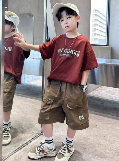 Letter Print Children Clothing Top and Bottom Clothing Set Boys Sets Korean Children's Boy Rash Guard Kids Designer Clothes Tops