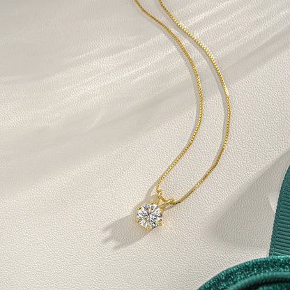 PureNew 1-5ct Full Shape Moissanite Necklace For Women S925 Silver Plated 18k Gold D Color VVS1 Women's Moissanite Chain Gift