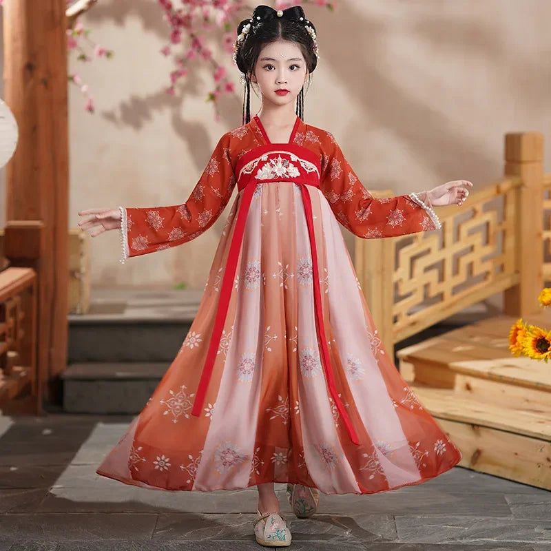 Girl Modern Hanfu Chinese Style Dress Halloween Fairy Kids Clothes Vestidos Traditional Cosplay Children Costume Girls Dresses