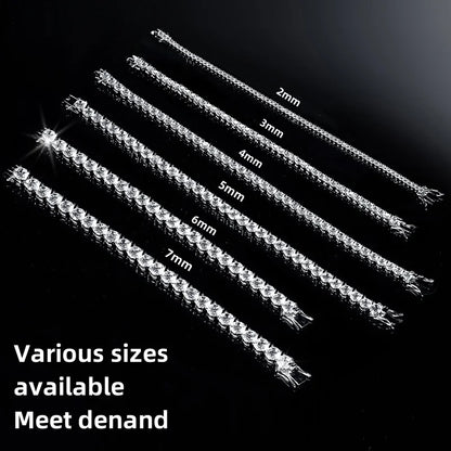 100% Real S925 Sterling Silver Plated 18K Gold 5A Grade Zircon Black Tennis Bracelet for Men and Women Fashion Exquisite Jewelry