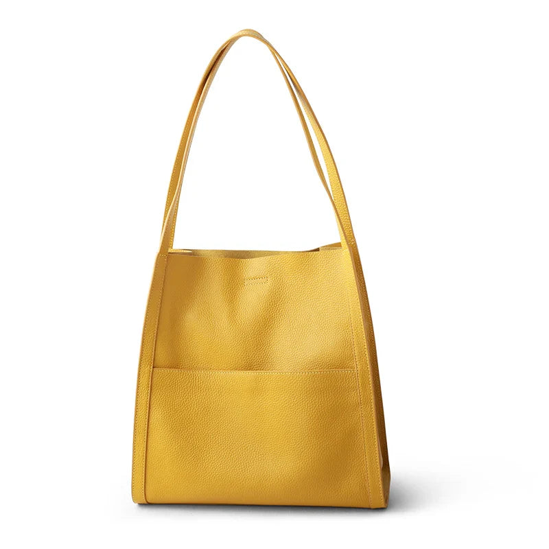 2025 New Women Bag Female Luxury Fashion Shoulder Bags Lady Soft 100% Cowhide Genuine Leather Niche Design Tote Bucket Handbag
