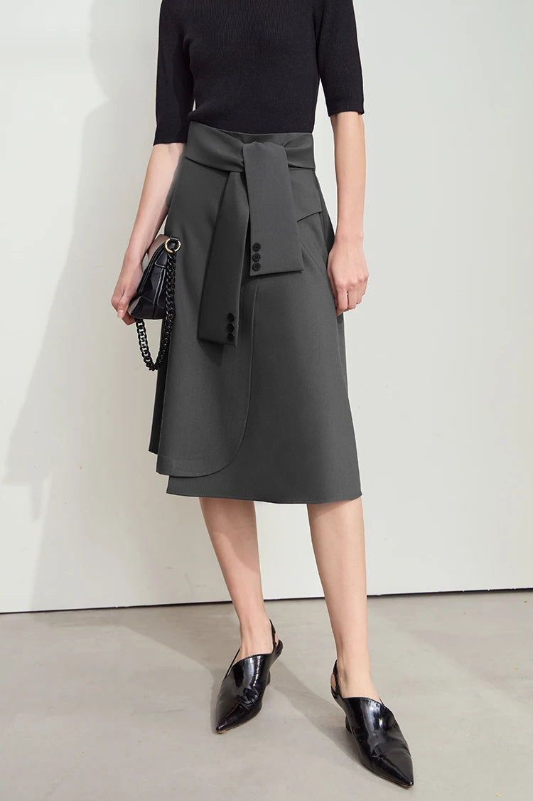 Minimalist New Skirt Women Summer 2025 Solid Loose Mid-length A-line Asymmetric Skirts Female Fashion Office Lady 12542045