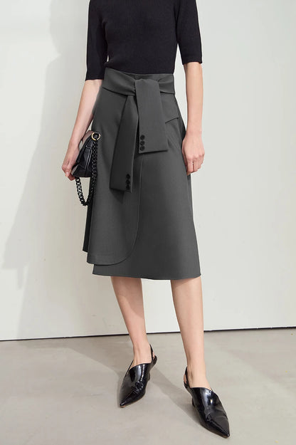 Minimalist New Skirt Women Summer 2025 Solid Loose Mid-length A-line Asymmetric Skirts Female Fashion Office Lady 12542045