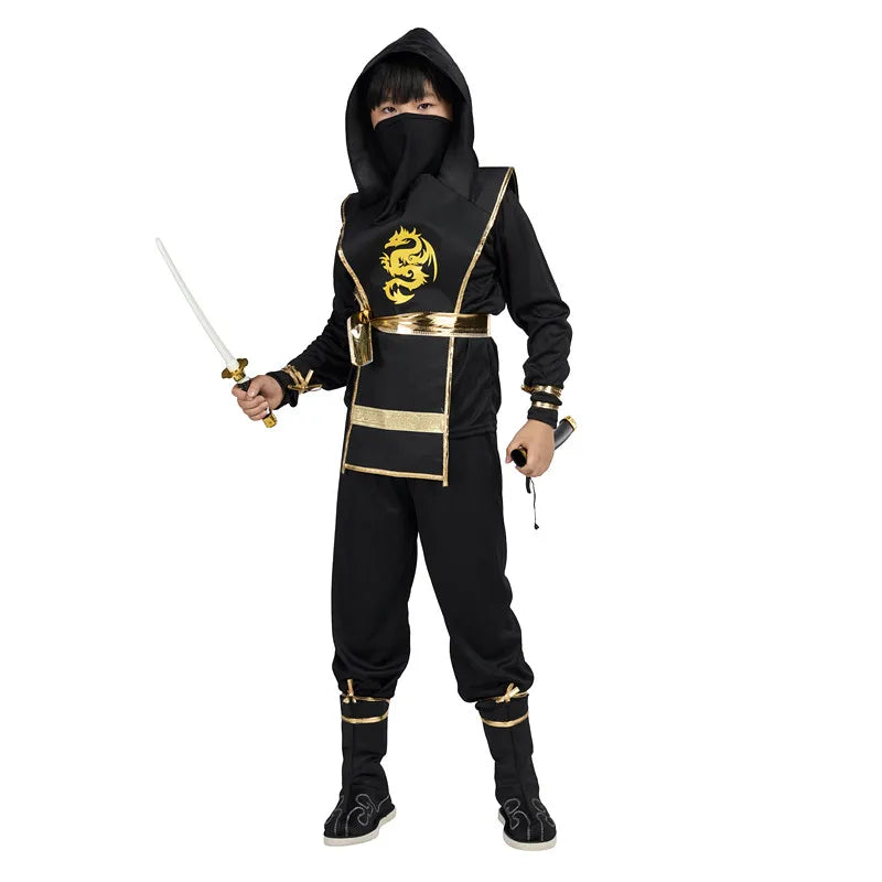 Ninja Costume Set with Double Sai Swords Throwing Stars for Halloween Cosplay Outfit Accessories Included Best Birthday Gift
