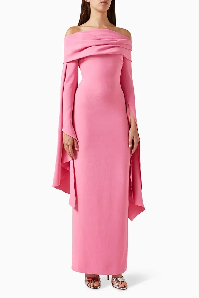 Customized Prom Dress Off The Shoulder Column Evening Gowns Long Sleeves Exquisite High Quality Occasion Formal Party Dress