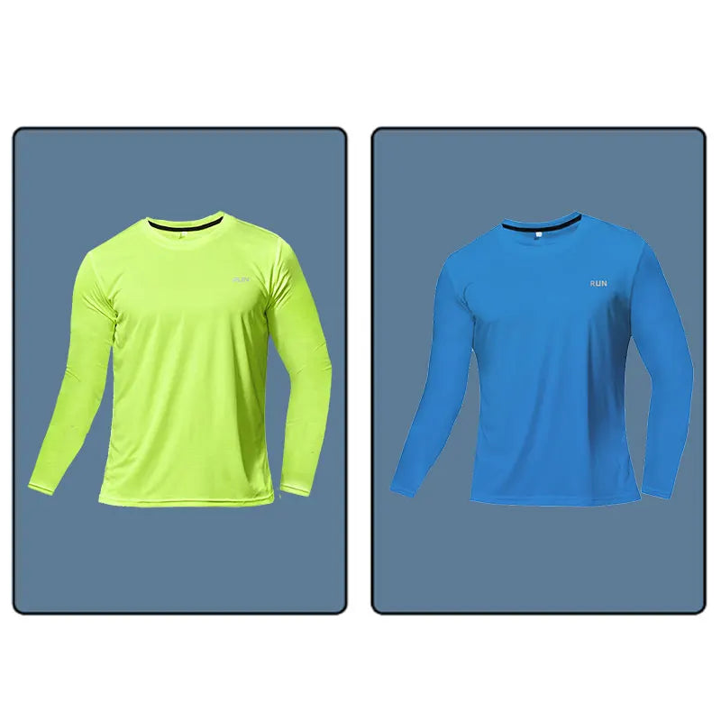 Men Long Sleeve Sport T-shirt Quick Dry Running Shirt Breathable Anti-sweat Top Gym T Shirt Men Fitness Gym Clothing Men 2023