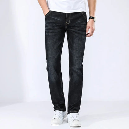 2026 Classic Men Straight Jeans Homme Pantalon Streetwear Soft Black Blue Masculino Denim Mans Pants