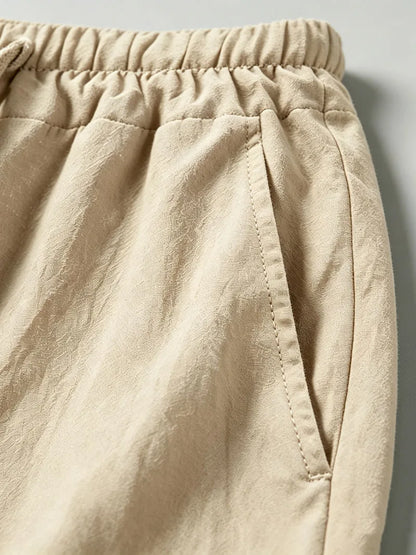 Men's Cotton Linen Blend Cargo Jogger Pants Elastic Waist Drawstring Multi Pockets Casual Breathable Streetwear Trousers for Men