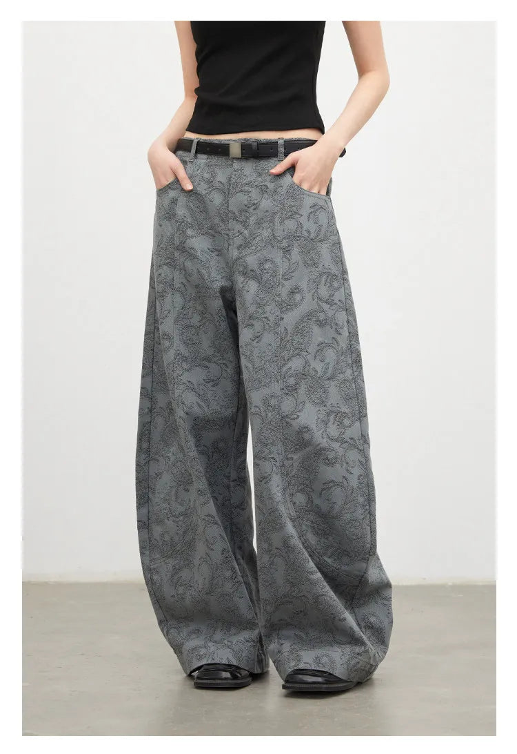 New Women Jeans Loose Casual High Waist Wide Leg Denim Pants Paisley Female Trousers Spring Autumn 2026