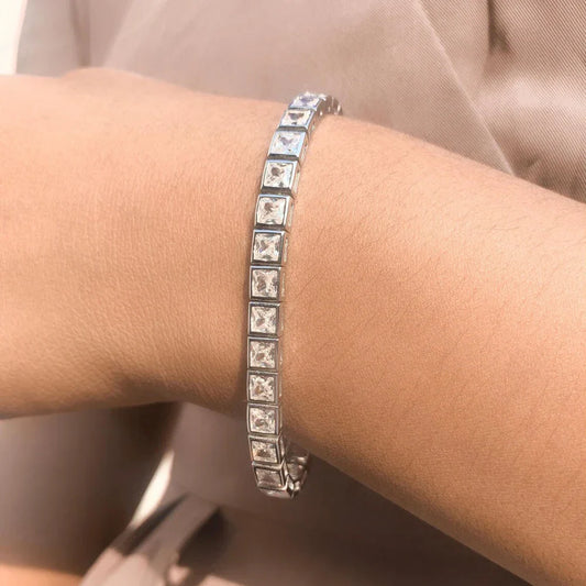 Bracelets tennis Moissanite taille princesse 3/4 mm pour femmes hommes, bracelet unisexe en argent 925 serti de diamants carrés, certifié