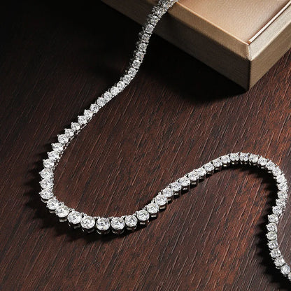 3 Claw D VVS1 Moissanite Tennis Necklace s925 Sterling Silver 18k White Gold GRA Certified Wedding Necklaces for Women