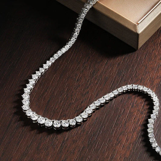 3 Claw D VVS1 Moissanite Tennis Necklace s925 Sterling Silver 18k White Gold GRA Certified Wedding Necklaces for Women