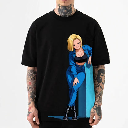Dragon Ball Android 18 Japanese Style Classic Tee High-quality Streetwear Men's Clothing Women Clothing 2026 Summer New T Shirt
