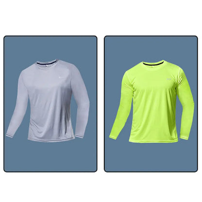 Men Long Sleeve Sport T-shirt Quick Dry Running Shirt Breathable Anti-sweat Top Gym T Shirt Men Fitness Gym Clothing Men 2023