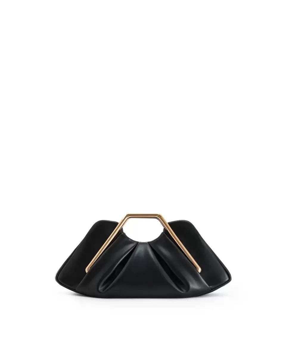 Women's PU Leather Pleated Going Out Clutch Bag Top Handle Evening Bag Party Wedding Bridesmaid Geometric Metal Handle Handbag