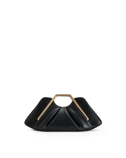 Women's PU Leather Pleated Going Out Clutch Bag Top Handle Evening Bag Party Wedding Bridesmaid Geometric Metal Handle Handbag