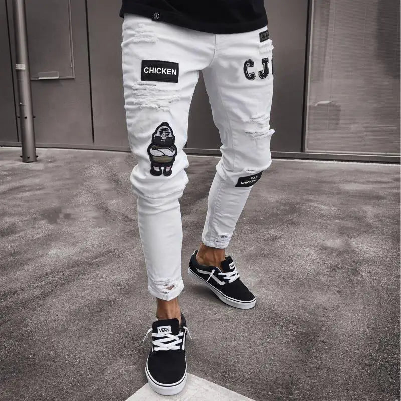 2025 New Solid Color Fashion Men Casual Pants Stretch Jeans Skinny Work Trousers Male Wash Slim Fit for Zippered Jeans Men Cloth