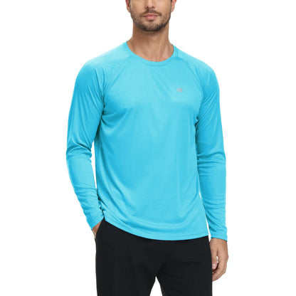 Men UPF 50+ Long Sleeve T-Shirt, Rash Guard Breathable Tops, Pullover Shirt for Sport Fishing Hiking Running Beach Surfing