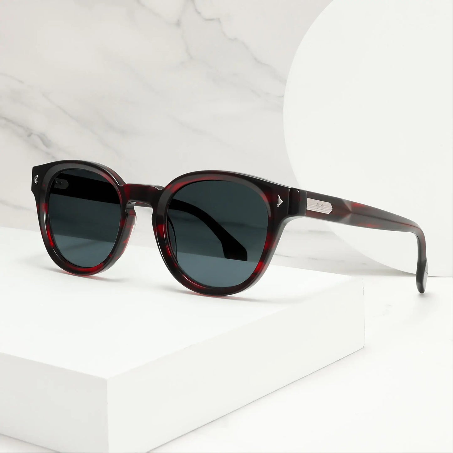 Designer New Dark Red Acetate Sunglasses Retro Full Frame Lightweight UV400 Non-Polarized Eyewear