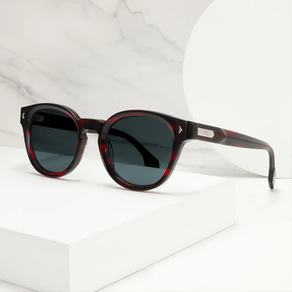 Designer New Dark Red Acetate Sunglasses Retro Full Frame Lightweight UV400 Non-Polarized Eyewear