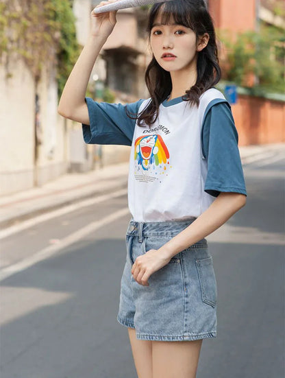 Lucyever Wide Leg Denim Shorts Women Casual High Waist Loose Straight Shorts Woman 2025 Spring Summer Classic Button Jean Shorts