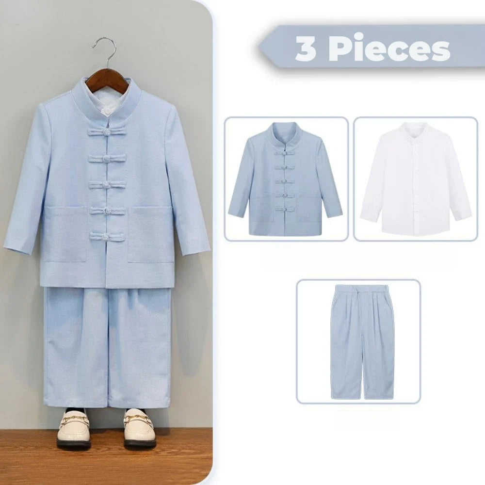 2026 New Chinese Style Boys Suit Set 3 Pieces Performance Costumes Comfortable Elegant Kids Suits Banquet Party Tuxedo 90-170cm