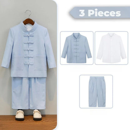 2026 New Chinese Style Boys Suit Set 3 Pieces Performance Costumes Comfortable Elegant Kids Suits Banquet Party Tuxedo 90-170cm