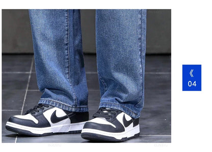 2025 New Autumn Winter Jeans Men Loose Straight Drawstring Elastic Waist Casual Denim Trousers Male Thick Pants Large Size M-5XL
