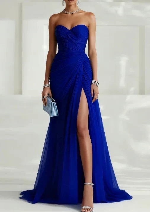 Sexy Elegant Women Evening Dresses Sweetheart Strapless High Slit Prom Dress Customized Party Gown Formal Dresses