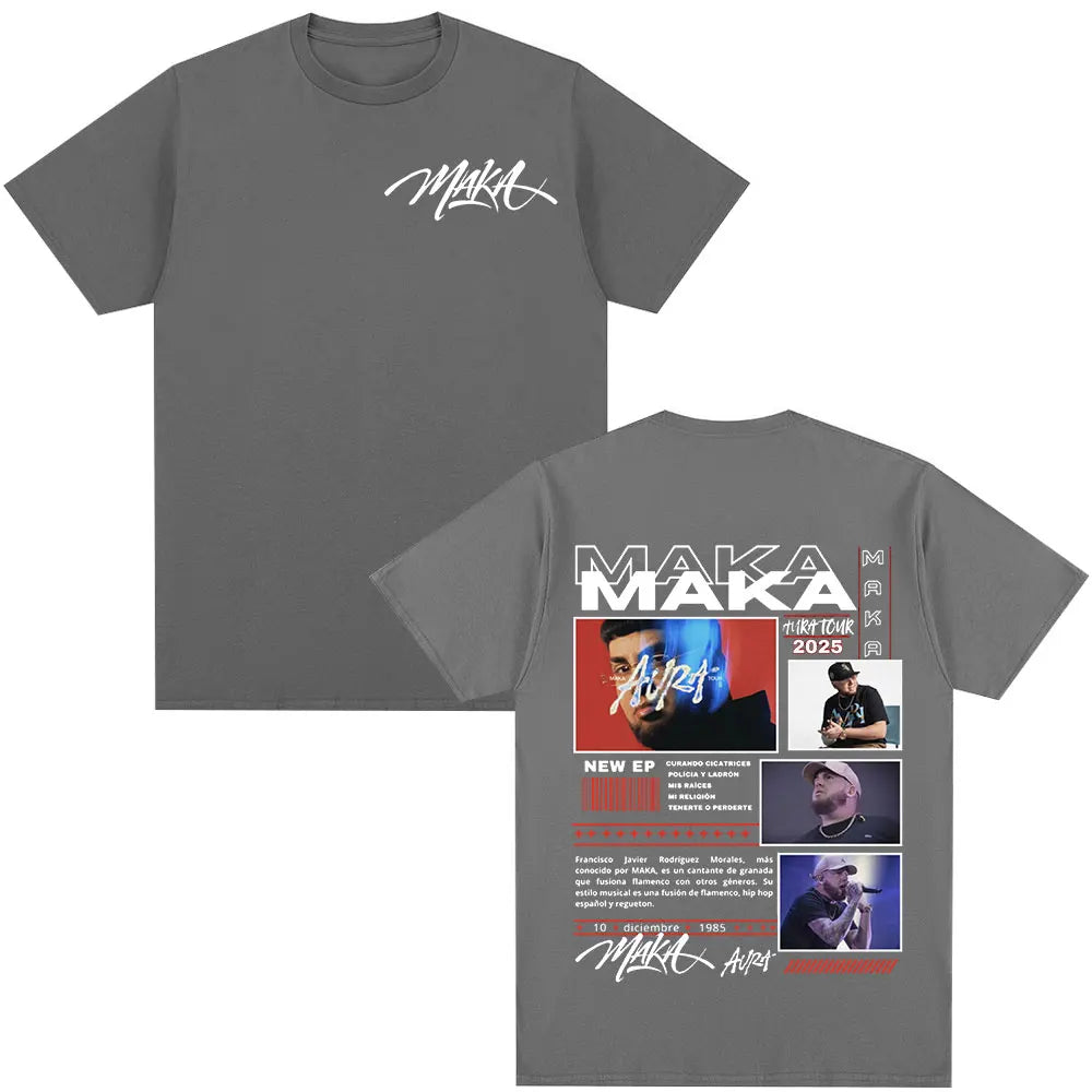 Rapper Maka Aura 2025 Tour Merch T Shirts Men Women Fashion Vintage Street T-shirt Casual Cotton Short Sleeve T Shirt Streetwear
