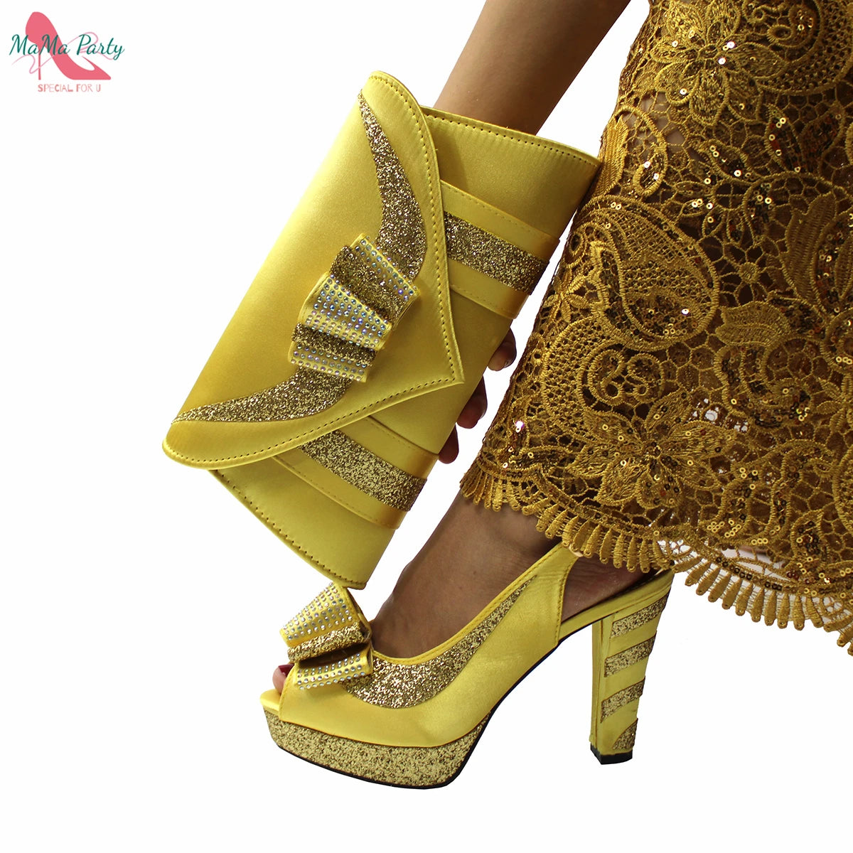 2021 Specials Design Black Color Nigerian Women Shoes and Bag Set High Quality Slingback Sandals with Appliques for Wedding